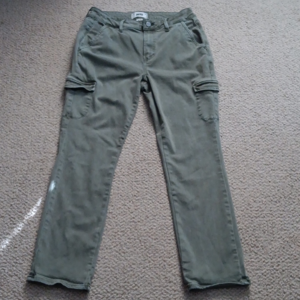PAIGE Woman's Green Cargo Pants Stretch Straight Size 28